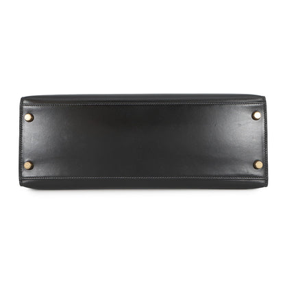 HERMES Kelly Sellier Black Box Calf Leather Size 32