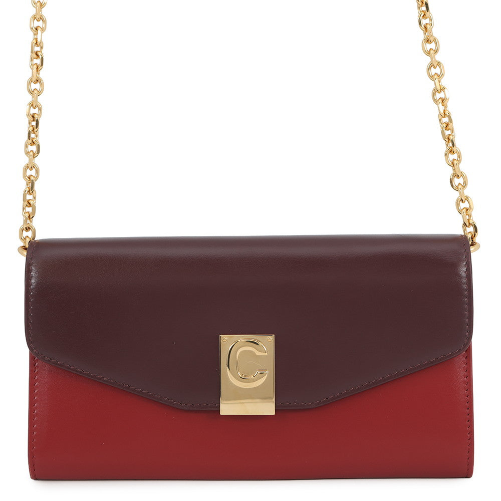CELINE Chain wallet Bordeaux/Red Leather
