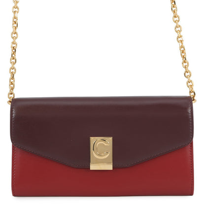 CELINE Chain wallet Bordeaux/Red Leather