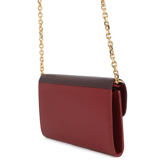 CELINE Chain wallet Bordeaux/Red Leather