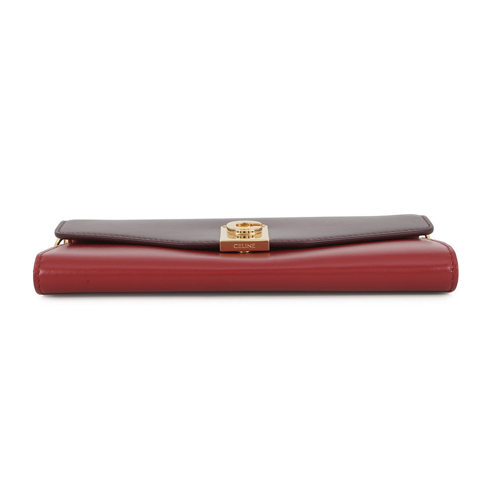 CELINE Chain wallet Bordeaux/Red Leather