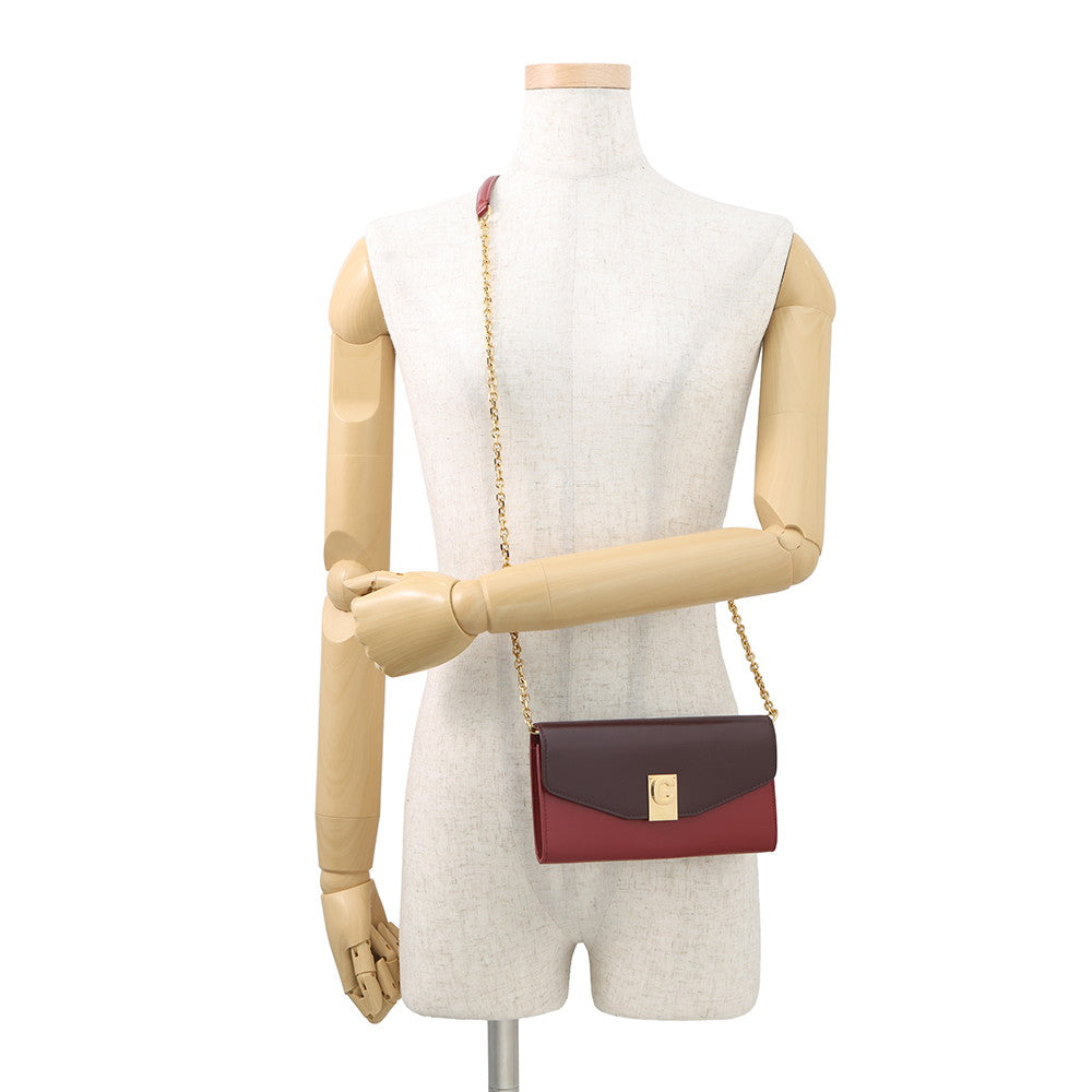 CELINE Chain wallet Bordeaux/Red Leather