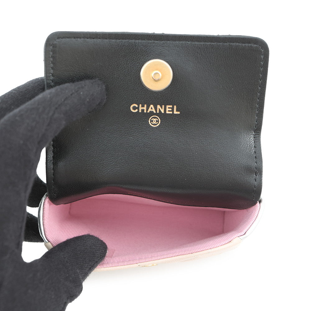 CHANEL Matelasse Chain belt bag Black/Beige/Silver Lambskin Size Mini