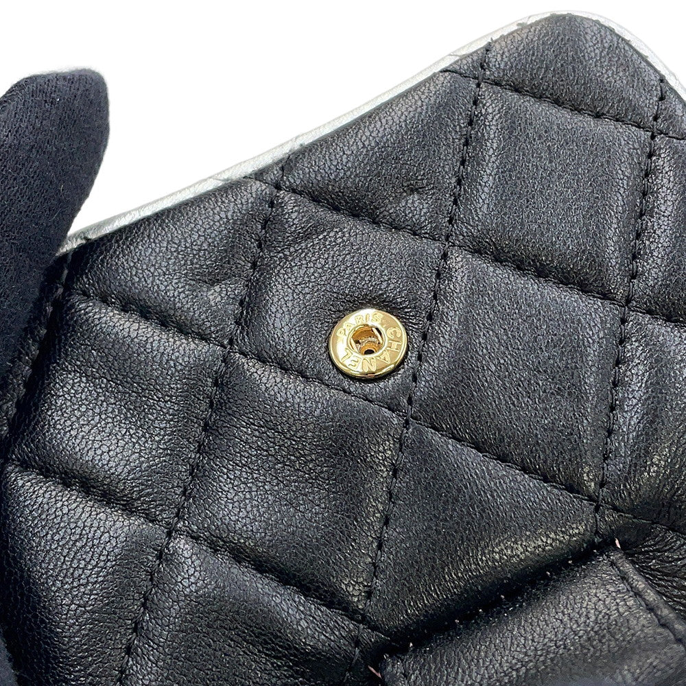 CHANEL Matelasse Chain belt bag Black/Beige/Silver Lambskin Size Mini