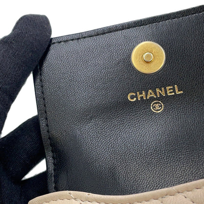 CHANEL Matelasse Chain belt bag Black/Beige/Silver Lambskin Size Mini