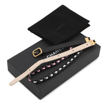 CHANEL Matelasse Chain belt bag Black/Beige/Silver Lambskin Size Mini