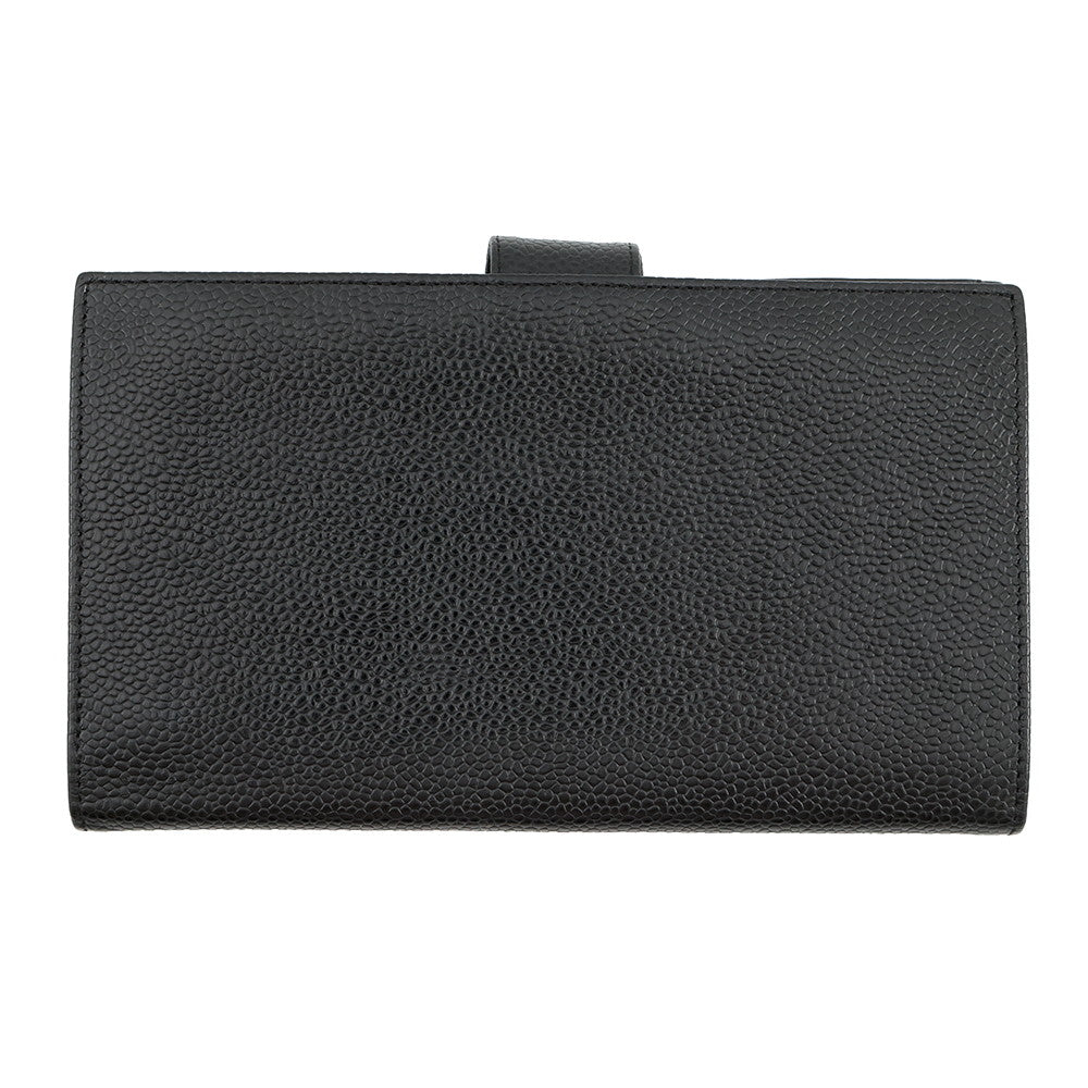 CHANEL CC Logo Kiss Lock Long Wallet Black Caviar Leather