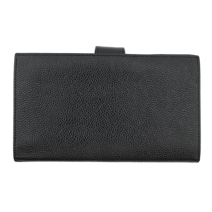 CHANEL CC Logo Kiss Lock Long Wallet Black Caviar Leather