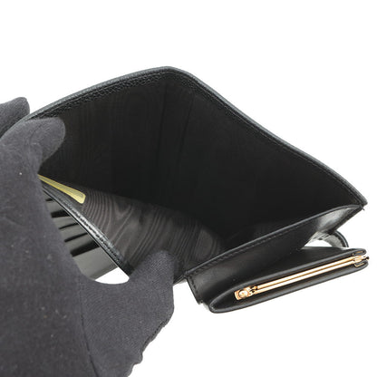 CHANEL CC Logo Kiss Lock Long Wallet Black Caviar Leather
