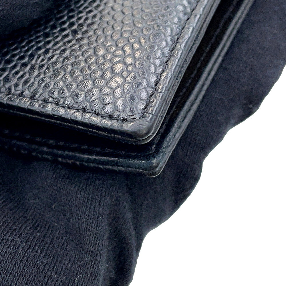 CHANEL CC Logo Kiss Lock Long Wallet Black Caviar Leather