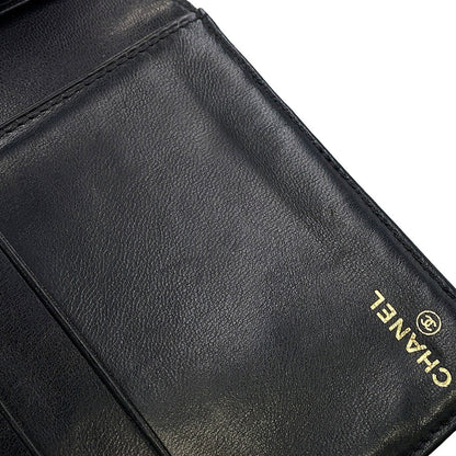 CHANEL CC Logo Kiss Lock Long Wallet Black Caviar Leather