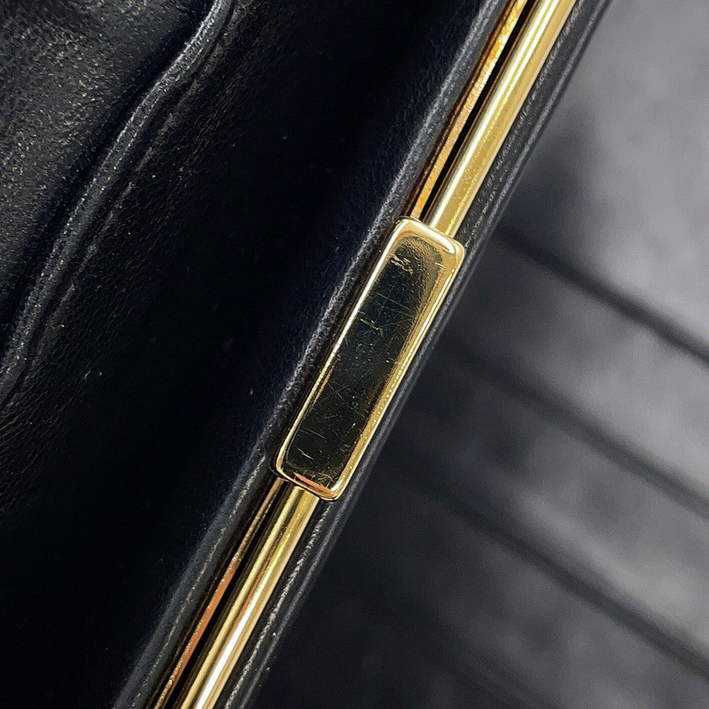 CHANEL CC Logo Kiss Lock Long Wallet Black Caviar Leather