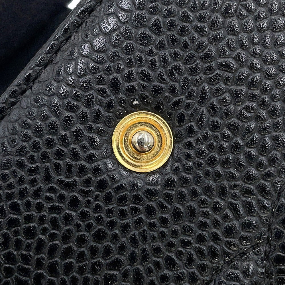 CHANEL CC Logo Kiss Lock Long Wallet Black Caviar Leather