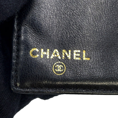 CHANEL CC Logo Kiss Lock Long Wallet Black Caviar Leather