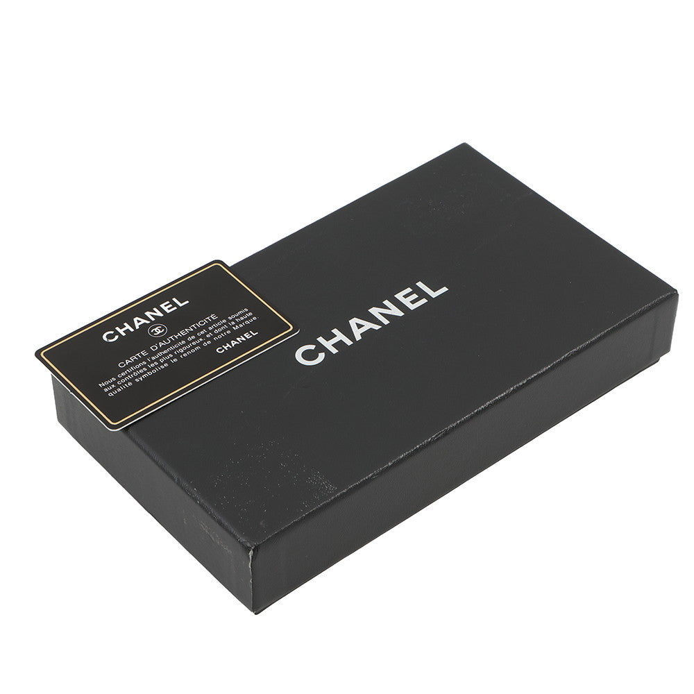 CHANEL CC Logo Kiss Lock Long Wallet Black Caviar Leather