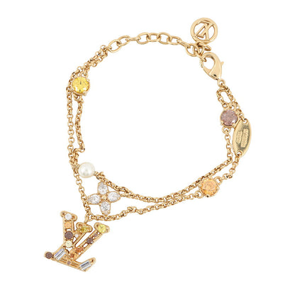 LOUIS VUITTON Bracelet Lady LV DoreM1683A Metal strass