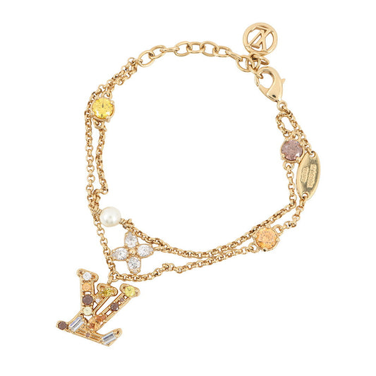 LOUIS VUITTON Bracelet Lady LV DoreM1683A Metal strass