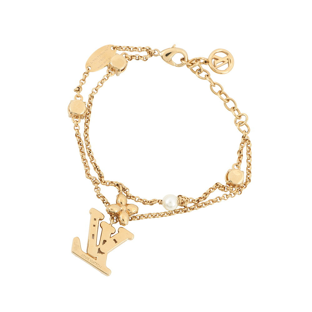 LOUIS VUITTON Bracelet Lady LV DoreM1683A Metal strass