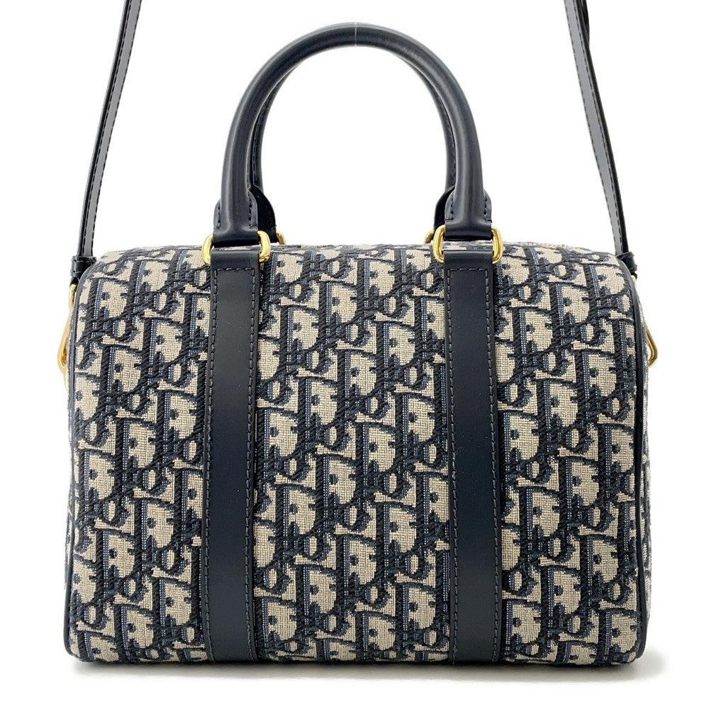 Dior Groove25 Oblique Jacquard Bag Navy/BeigeM1365UTZQ Canvas Leather Size Medium
