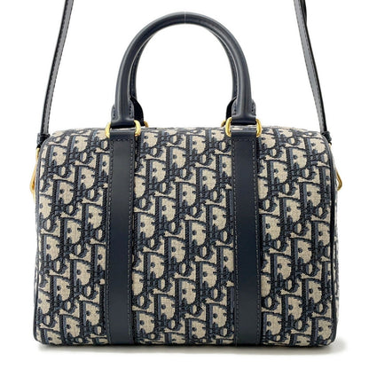 Dior Groove25 Oblique Jacquard Bag Navy/BeigeM1365UTZQ Canvas Leather Size Medium