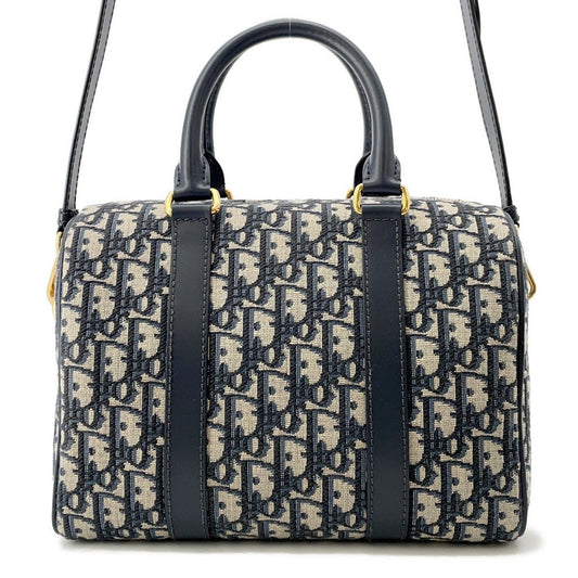Dior Groove25 Oblique Jacquard Bag Navy/BeigeM1365UTZQ Canvas Leather Size Medium