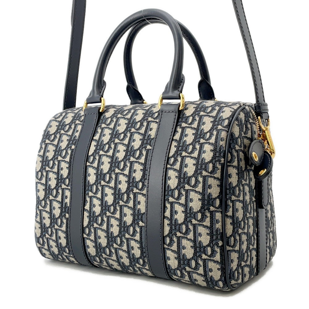 Dior Groove25 Oblique Jacquard Bag Navy/BeigeM1365UTZQ Canvas Leather Size Medium