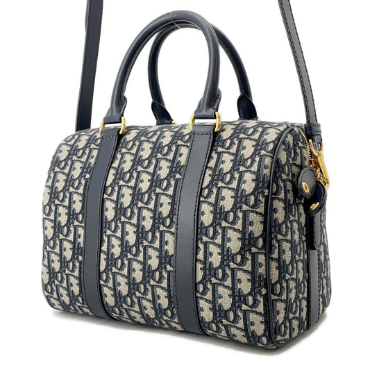 Dior Groove25 Oblique Jacquard Bag Navy/BeigeM1365UTZQ Canvas Leather Size Medium