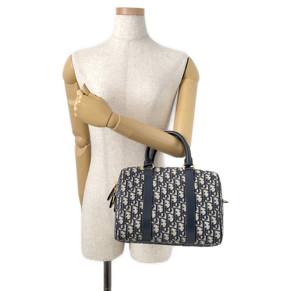 Dior Groove25 Oblique Jacquard Bag Navy/BeigeM1365UTZQ Canvas Leather Size Medium