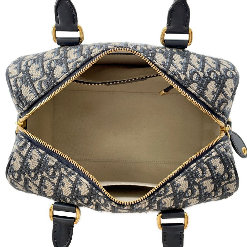 Dior Groove25 Oblique Jacquard Bag Navy/BeigeM1365UTZQ Canvas Leather Size Medium