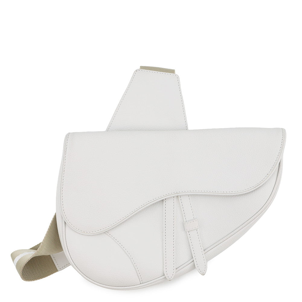 Dior Saddle bag White Leather Canvas