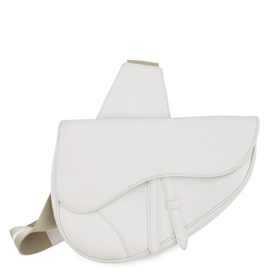 Dior Saddle bag White Leather Canvas