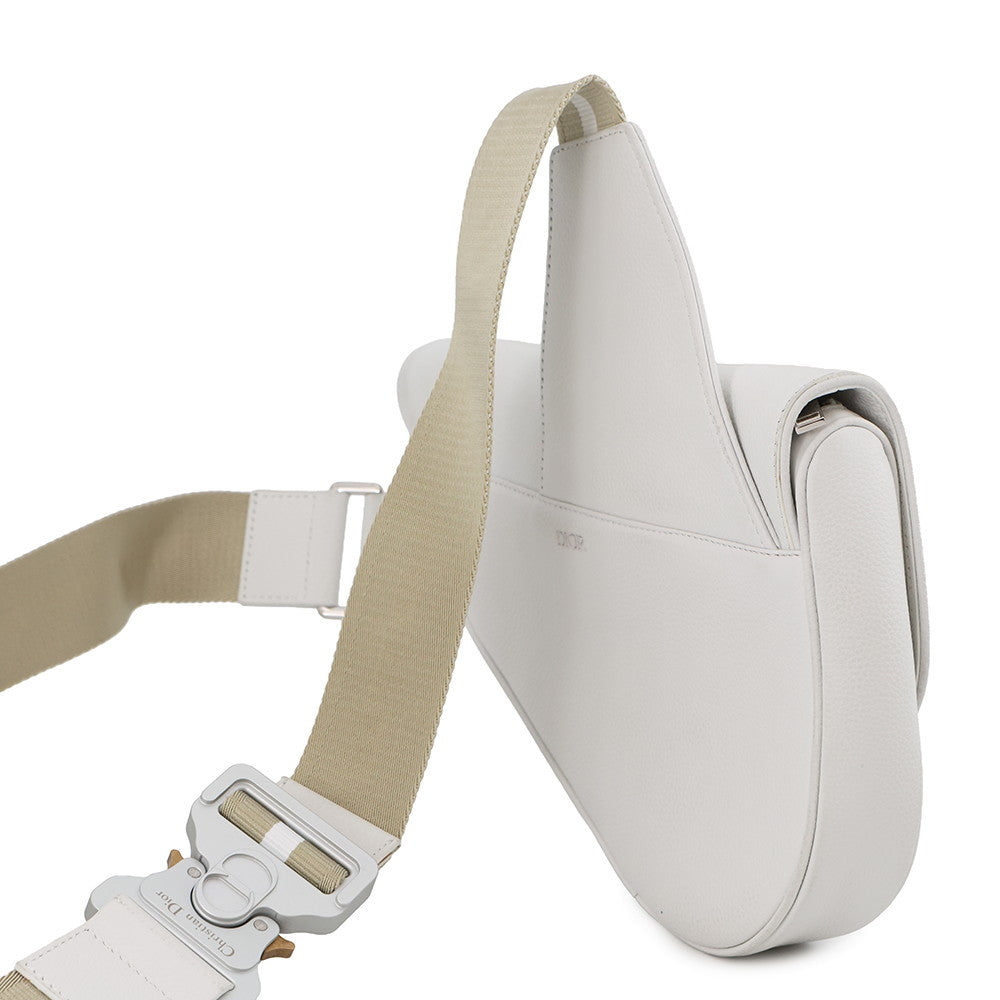 Dior Saddle bag White Leather Canvas