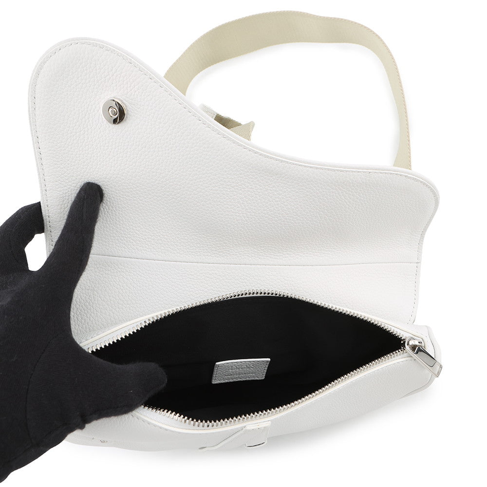 Dior Saddle bag White Leather Canvas