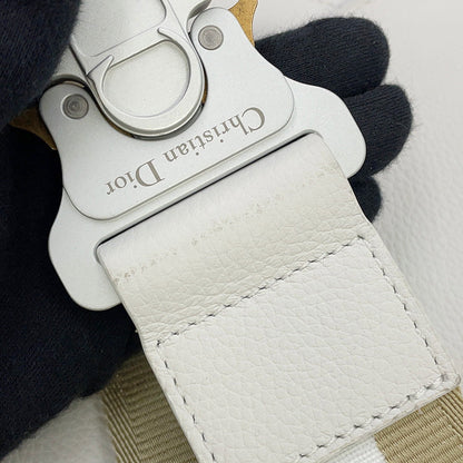 Dior Saddle bag White Leather Canvas