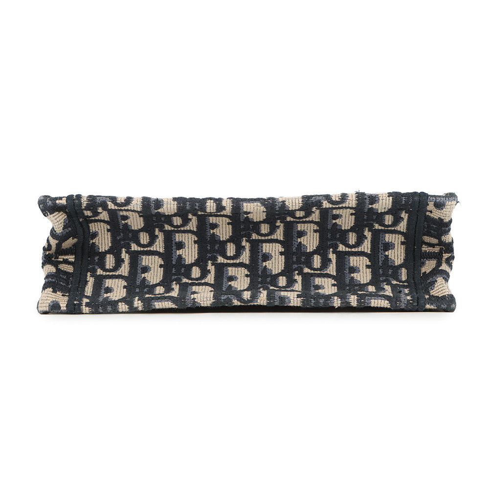 Dior Book Tote Oblique Embroidery Navy/BeigeS5573CRIW Canvas Size Mini