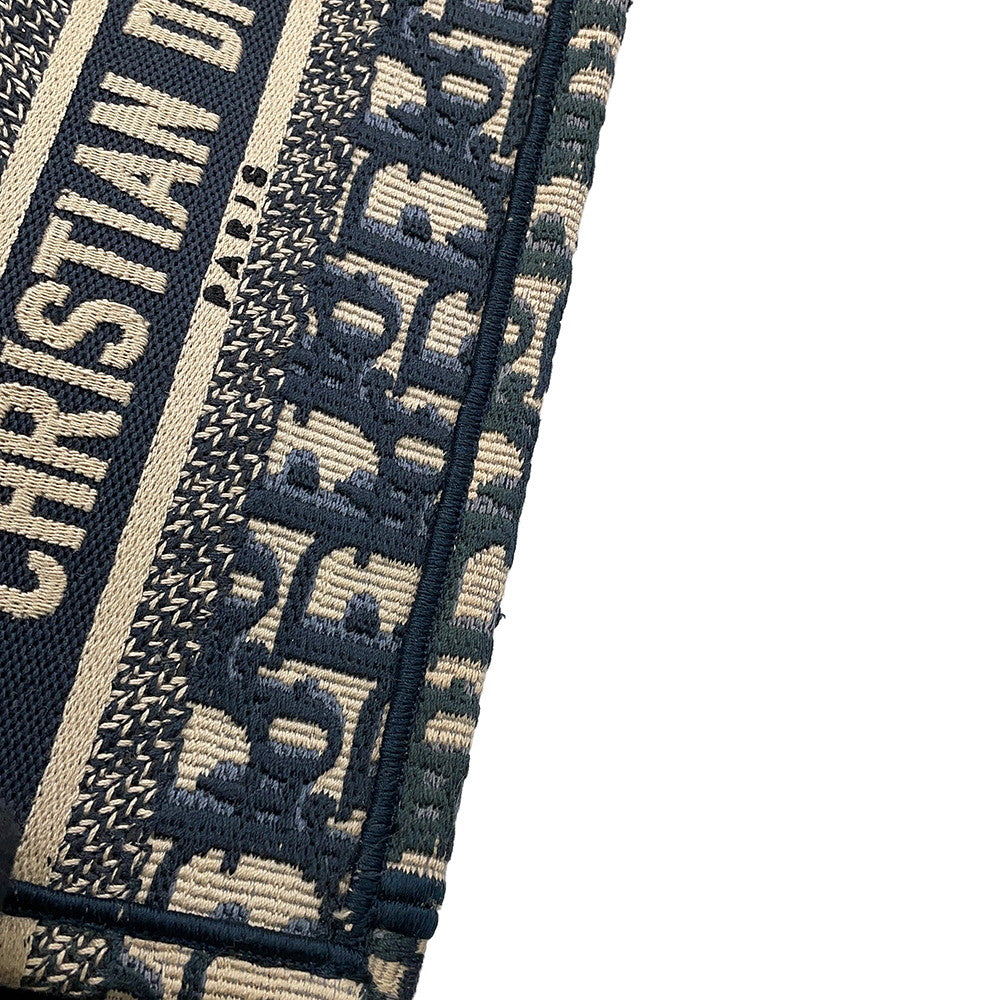 Dior Book Tote Oblique Embroidery Navy/BeigeS5573CRIW Canvas Size Mini