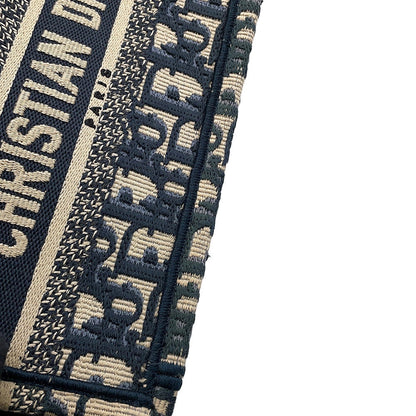 Dior Book Tote Oblique Embroidery Navy/BeigeS5573CRIW Canvas Size Mini