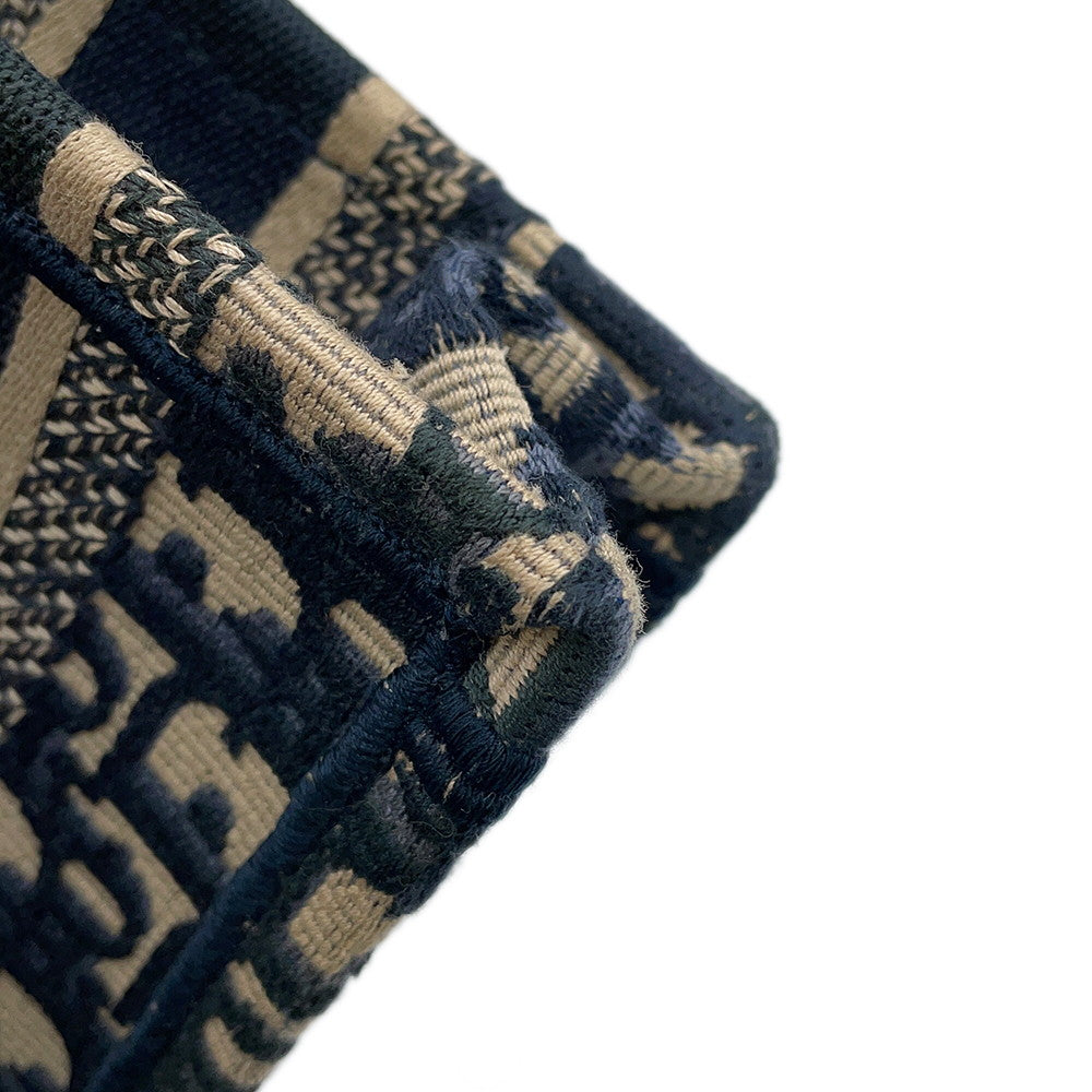 Dior Book Tote Oblique Embroidery Navy/BeigeS5573CRIW Canvas Size Mini