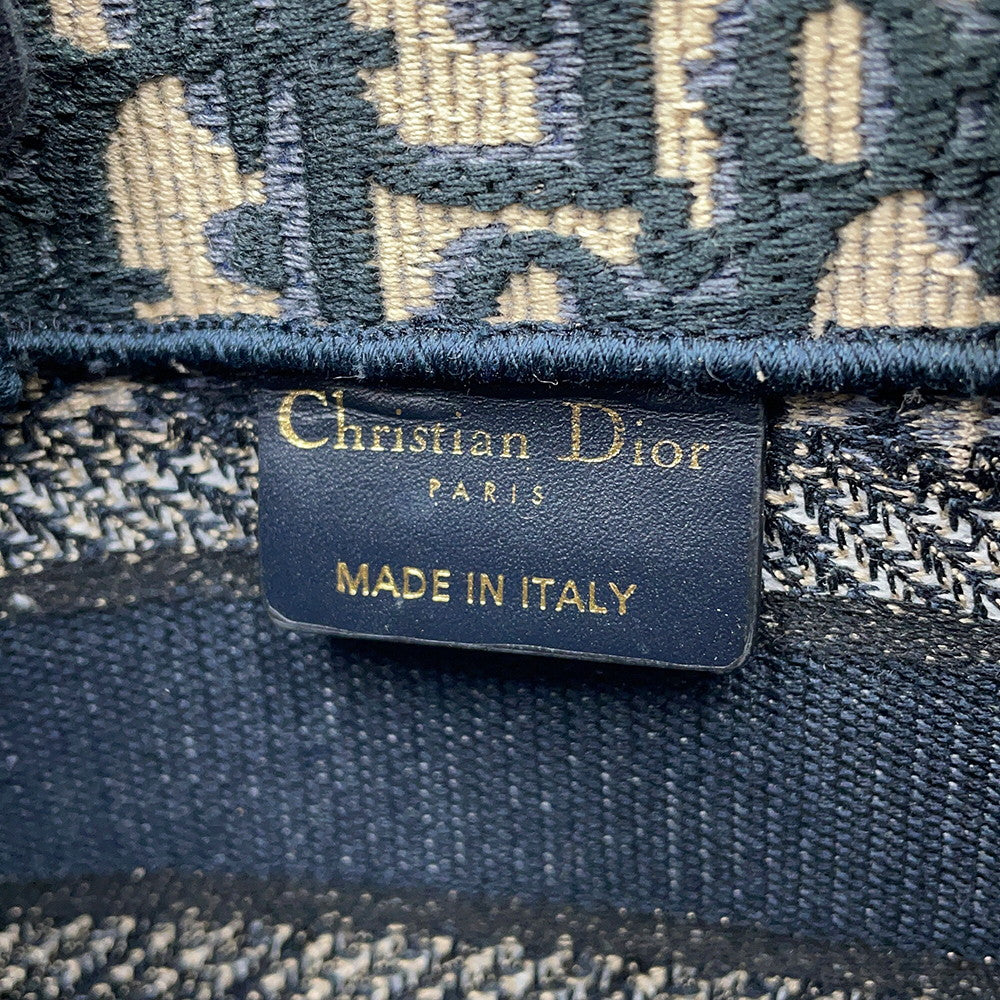 Dior Book Tote Oblique Embroidery Navy/BeigeS5573CRIW Canvas Size Mini