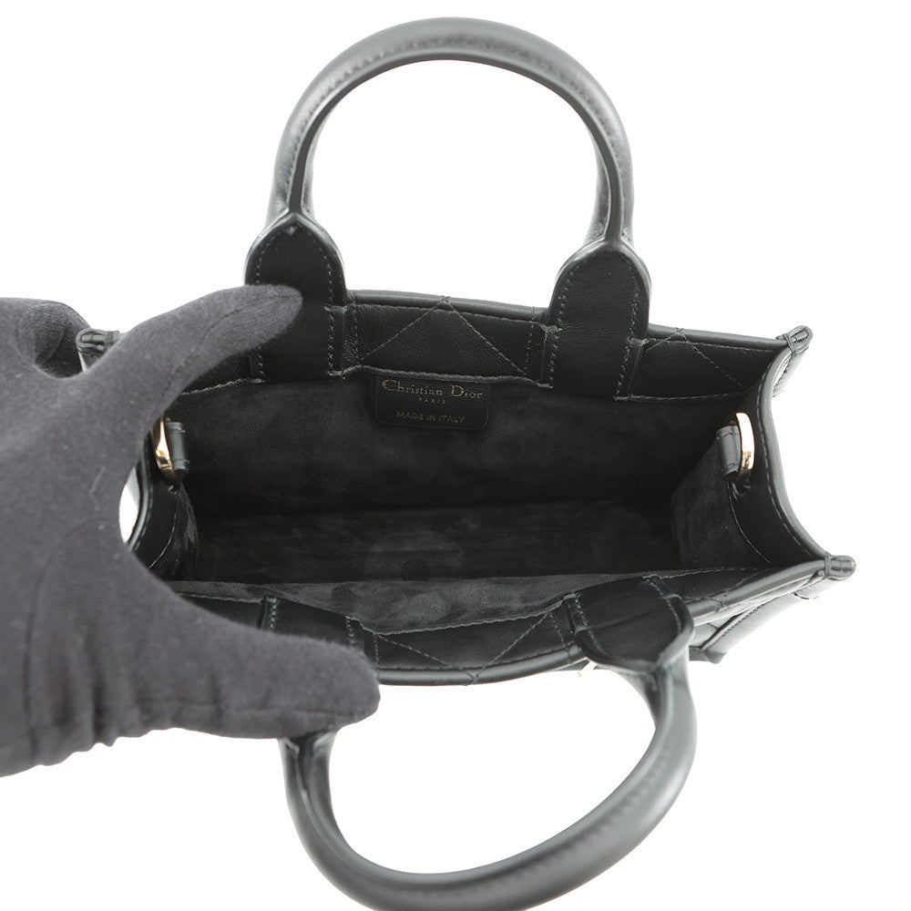 Dior Macrocannage Book Tote BlackS5573OWHP Calf Leather Size Mini