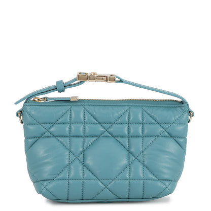 Dior Macrocannage Nomade Pouch BlueS5553OMIG Lamb Leather Size Small