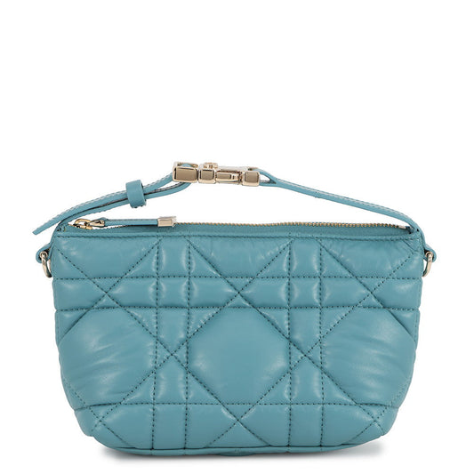 Dior Macrocannage Nomade Pouch BlueS5553OMIG Lamb Leather Size Small
