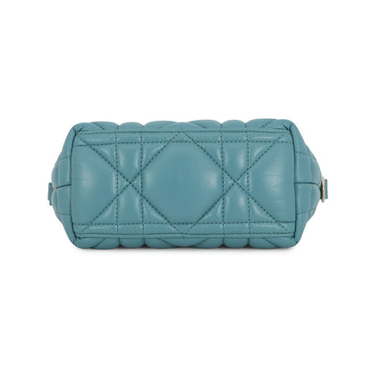 Dior Macrocannage Nomade Pouch BlueS5553OMIG Lamb Leather Size Small
