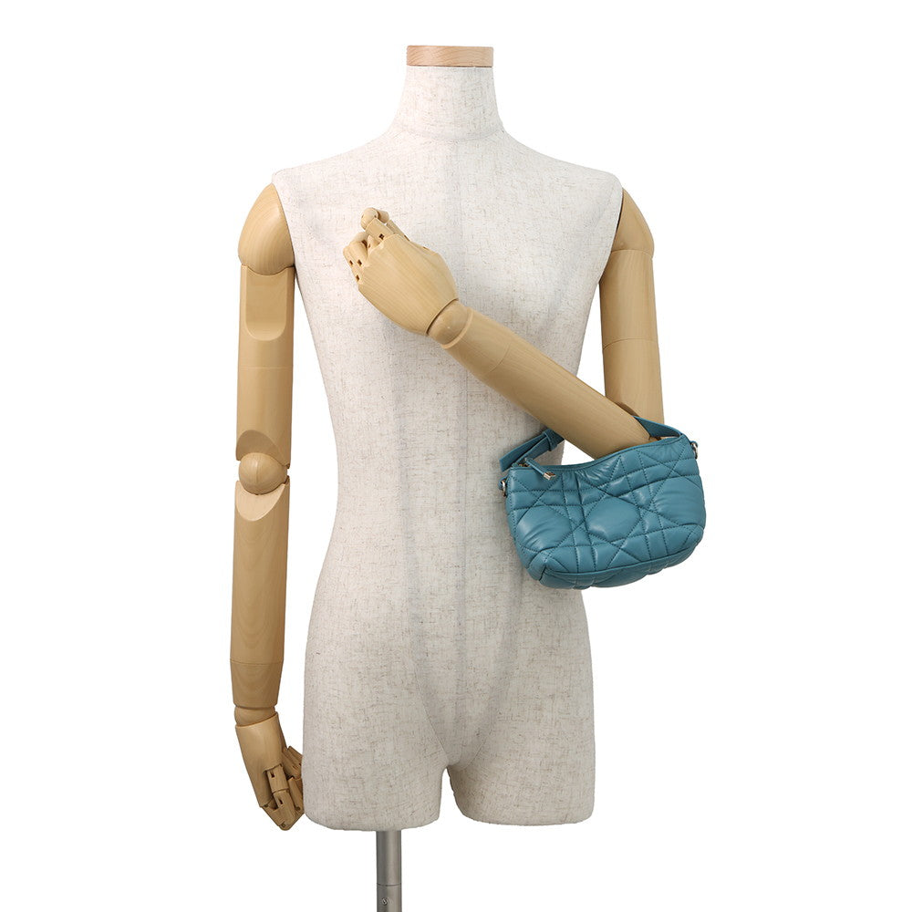 Dior Macrocannage Nomade Pouch BlueS5553OMIG Lamb Leather Size Small