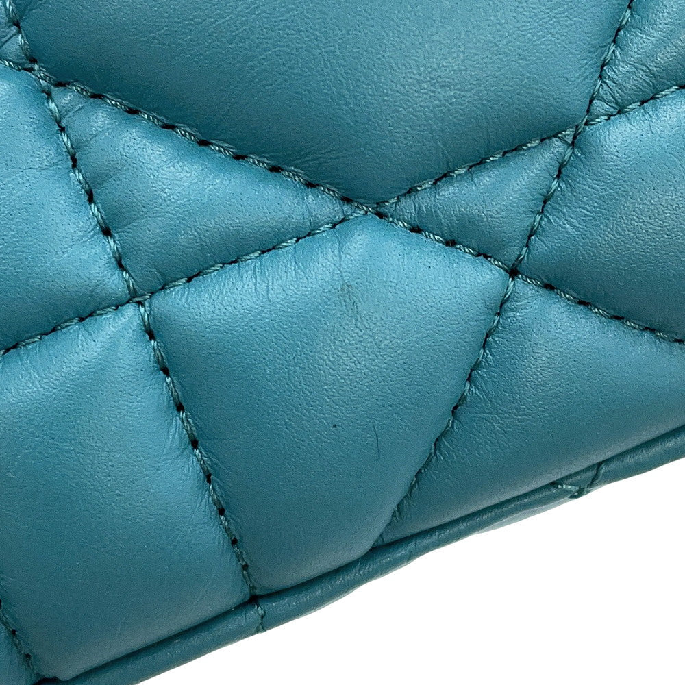 Dior Macrocannage Nomade Pouch BlueS5553OMIG Lamb Leather Size Small