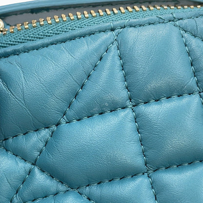 Dior Macrocannage Nomade Pouch BlueS5553OMIG Lamb Leather Size Small