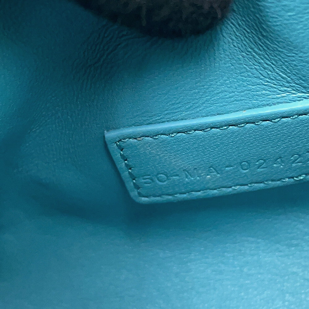 Dior Macrocannage Nomade Pouch BlueS5553OMIG Lamb Leather Size Small