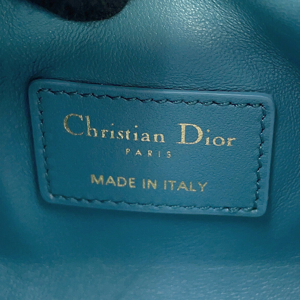 Dior Macrocannage Nomade Pouch BlueS5553OMIG Lamb Leather Size Small