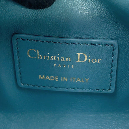 Dior Macrocannage Nomade Pouch BlueS5553OMIG Lamb Leather Size Small