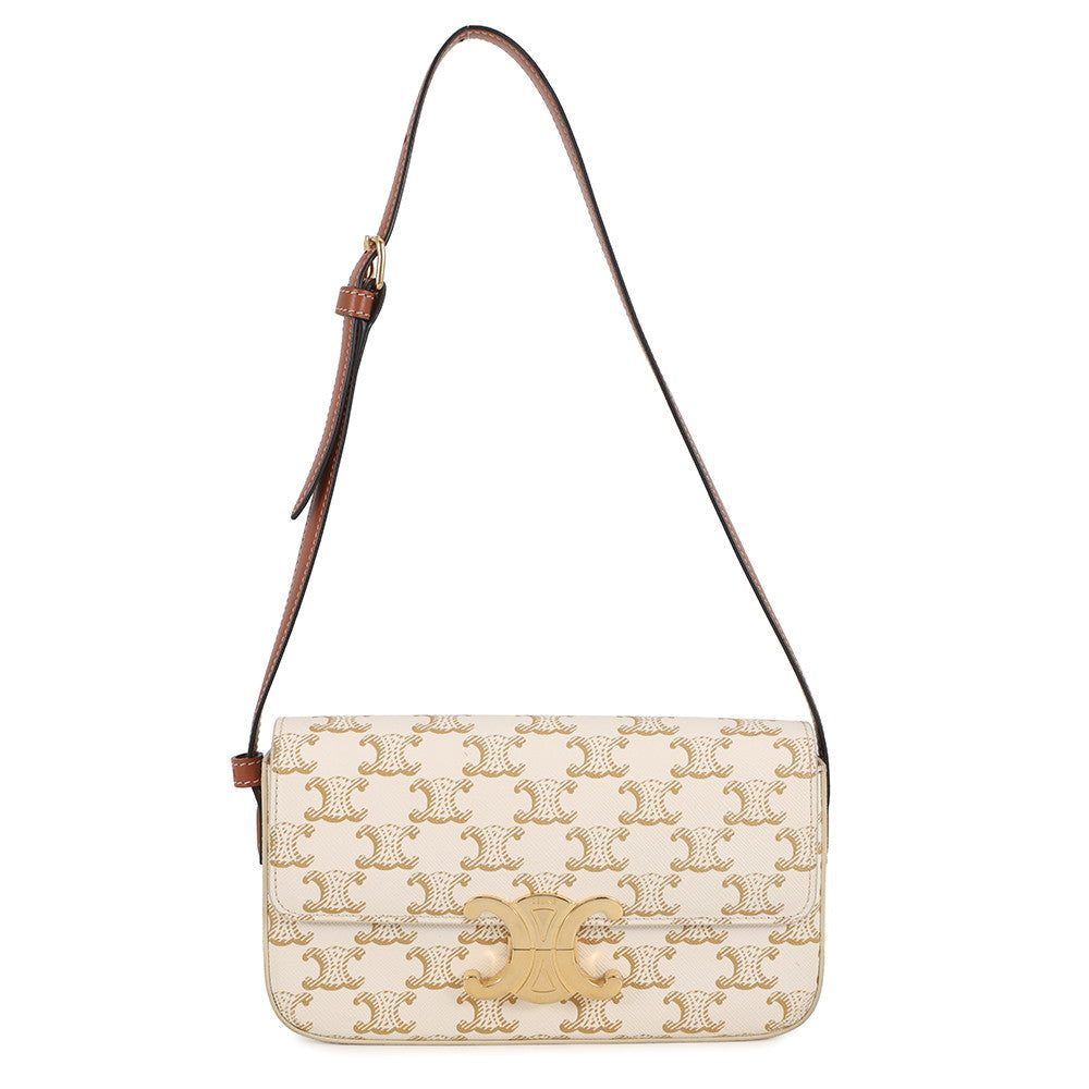 CELINE Triomphe Shoulder Bag White194142CUZ PVC Leather